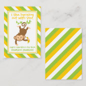 Gestreifte Valentinenkarte des Affen Mitteilungskarte (Vorne/Hinten)