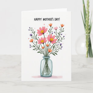 Gestreifte Vase Muttertags-Grußkarte Karte