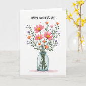 Gestreifte Vase Muttertags-Grußkarte Karte (Gelbe Blume)
