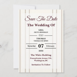 Gestreifte vornehme moderne Hochzeit - Rettet das Save The Date