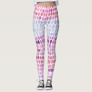 Gestreifte Wasserfarbe: Rosa Graue Polka Leggings