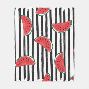 Gestreifte Wassermelone, vintage nahtloses Muster. Fleecedecke