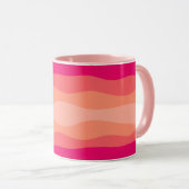 Gestreifte Waves Rosa Korallenrot Tasse (VorderseiteRechts)
