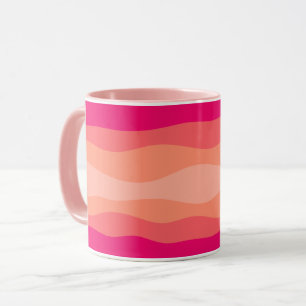 Gestreifte Waves Rosa Korallenrot Tasse