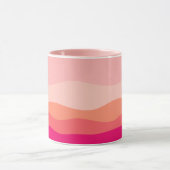 Gestreifte Waves Rosa Korallenrot Tasse (Zentrum)
