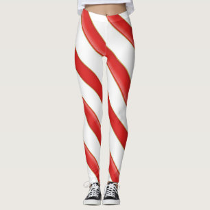 Gestreifte Weihnachts-Candy-Cane-Leggings Leggings