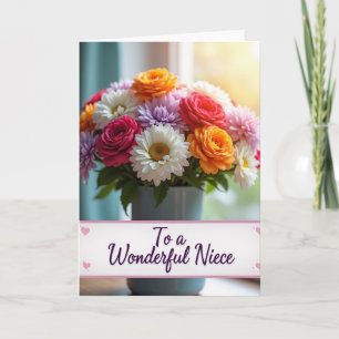 Gestreifte wunderbare Nichte Blumenkarte Karte