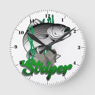 Gestreifter Bass Der Süßwasserkönig der Kämpfer Runde Wanduhr