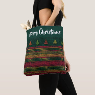 Gestreifter Baum Border Karomuster Tasche