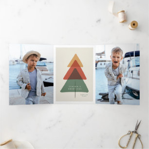 Gestreifter Baum - Grüße der Jahreszeit Dreifach Gefaltete Urlaubskarte