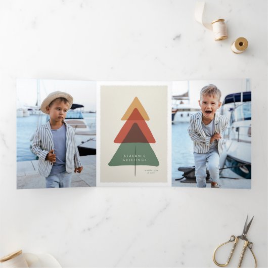 Gestreifter Baum - Grüße der Jahreszeit Dreifach Gefaltete Urlaubskarte (Innenseite)