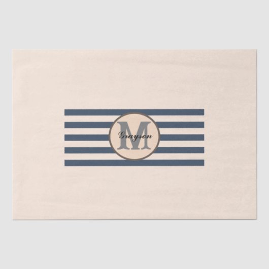 Gestreifter benutzerdefinierter Monogramm-Babyname Seidenpapier (Vorderseite)