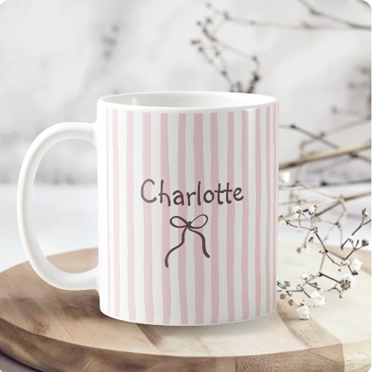 Gestreifter Bogen Cute Coquette Benutzerdefinierte Kaffeetasse