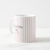 Gestreifter Bogen Cute Coquette Benutzerdefinierte Kaffeetasse (Vorderseite Links)