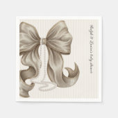 Gestreifter Bogen Elfenbeinperle Baby Shower Serviette (Vorderseite)