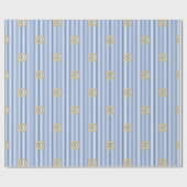 Gestreifter Helles Blau Jüdischer Goldener Davidst Geschenkpapier (Flach)