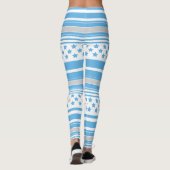 Gestreifter himmelblauer Sternenhimmel Leggings (Rückseite)