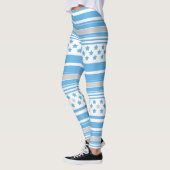 Gestreifter himmelblauer Sternenhimmel Leggings (Links)