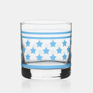 Gestreifter himmelblauer Sternenhimmel Whiskyglas