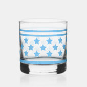 Gestreifter himmelblauer Sternenhimmel Whiskyglas (Links)