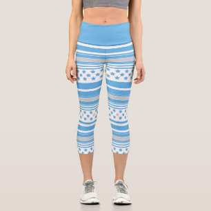 Gestreifter himmelblauer Sternenverlauf Capri Leggings