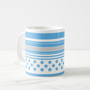 Gestreifter himmelblauer Sternenverlauf Kaffeetasse