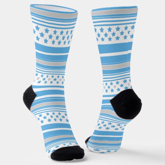 Gestreifter himmelblauer Sternenverlauf Socken (Gewinkelt)
