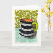 Gestreifter Kaffeebecher bitte Karte (Gelbe Blume)