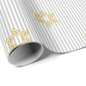 Gestreifter Klassiker Silberner Jüdischer Davidste Geschenkpapier (Rolleneckpunkt)
