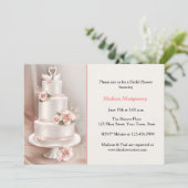 Gestreifter Kuchen, Rose, Schwäne, Brautparty Einladung (Stehend Vorderseite)