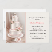 Gestreifter Kuchen, Rose, Schwäne, Brautparty Einladung (Vorne/Hinten)