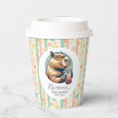Gestreifter lustiger Capybara personalisierter Bab Pappbecher (Rückseite)