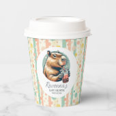 Gestreifter lustiger Capybara personalisierter Bab Pappbecher (Vorderseite)