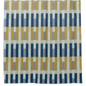 Gestreifter minimalistischer Grün Blau Duschvorhang (Vorderseite)