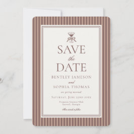 Gestreifter Mocca Brauner Espresso Save-the-Date Einladung