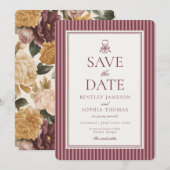 Gestreifter Mocha-Brauner Espresso Save-the-Date Einladung (Vorne/Hinten)