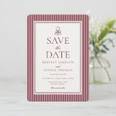 Gestreifter Mocha-Brauner Espresso Save-the-Date Einladung (Stehend Vorderseite)