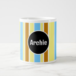 gestreifter personalisierter Monogramm-Becher  Jumbo-Tasse