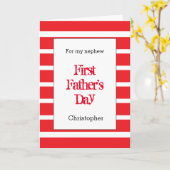 Gestreifter Red 1st Vatertag Nephew Karte (Gelbe Blume)
