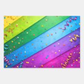Gestreifter Regenbogen mit Konfetti Geschenkpapier Set (Vorderseite 3)
