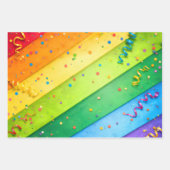 Gestreifter Regenbogen mit Konfetti Geschenkpapier Set (Vorderseite)