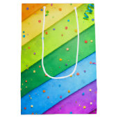 Gestreifter Regenbogen mit Konfetti Mittlere Geschenktüte (Rückseite)
