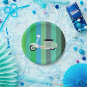 Gestreifter Retro Roller-Party-Papier-Teller Pappteller (Party)