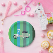 Gestreifter Retro Roller-Party-Papier-Teller Pappteller (Party)