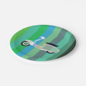 Gestreifter Retro Roller-Party-Papier-Teller Pappteller (Schrägansicht)