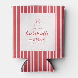 Gestreifter Rot-Weißer Bogen Schrift Junggesellinn Dosenkühler