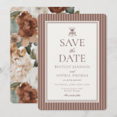 Gestreifter Schokoladenbrauner Espresso - Termin v Einladung (Vorne/Hinten)