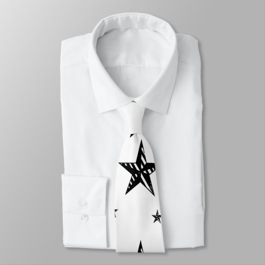 gestreifter Schwarzweiss-Stern Krawatte (Gebunden)