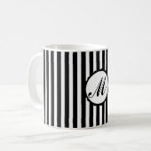 Gestreifter Streifen-Schwarz-weiße Kaffeetasse (Vorderseite Links)