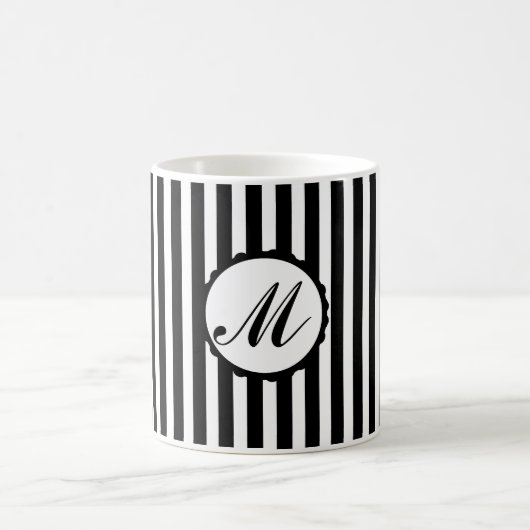 Gestreifter Streifen-Schwarz-weiße Kaffeetasse (Mittel)